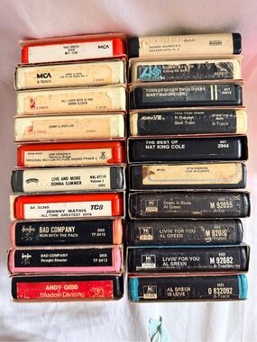 Vintage 8-Track Music Collection Stack - Multi Color Labels